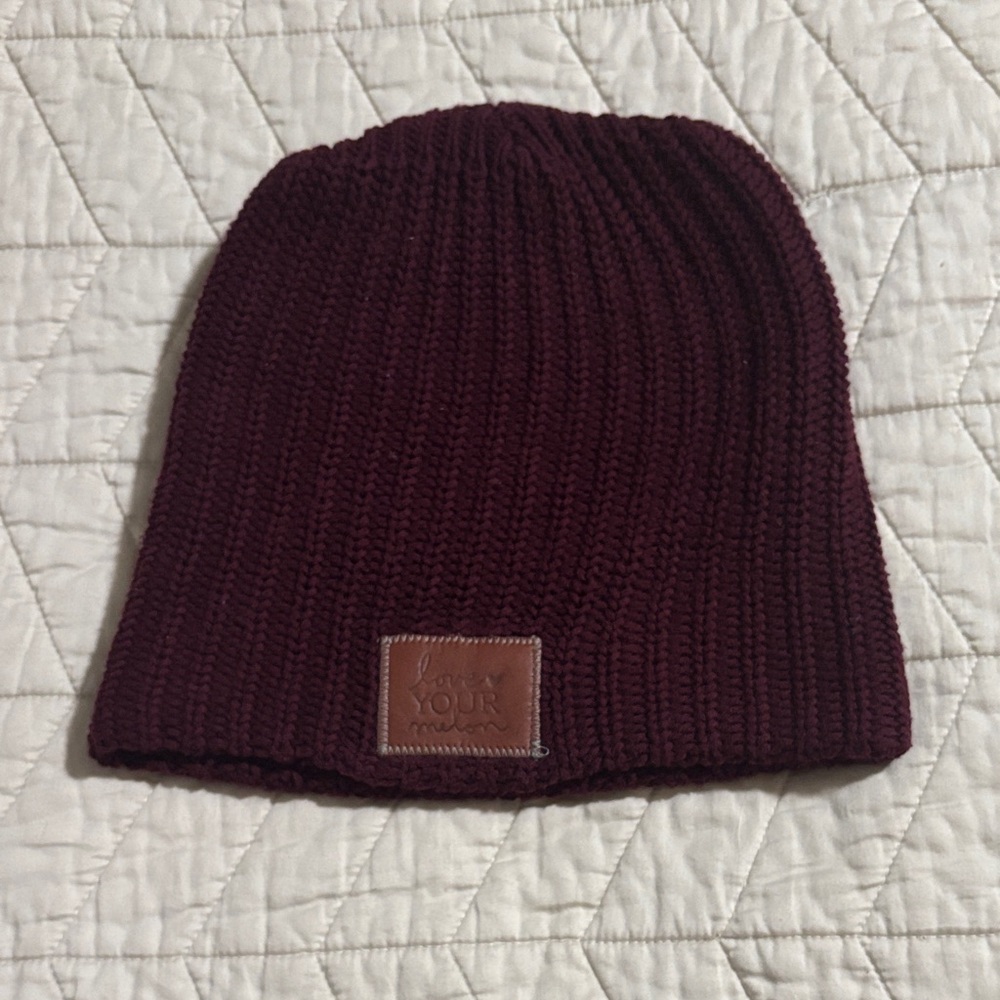 Love Your Melon EUC Maroon Knit Beanie